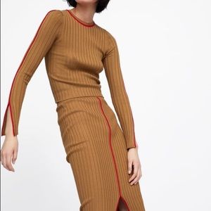 NWT Zara RIBBED SKIRT WITH CONTRASTING PIP…